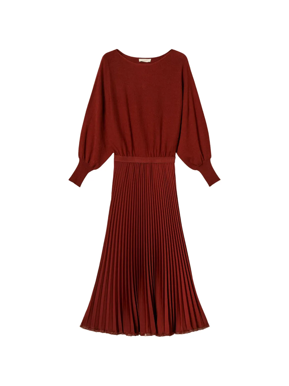 TWINSET long knit and pleated crêpe dress - Rot