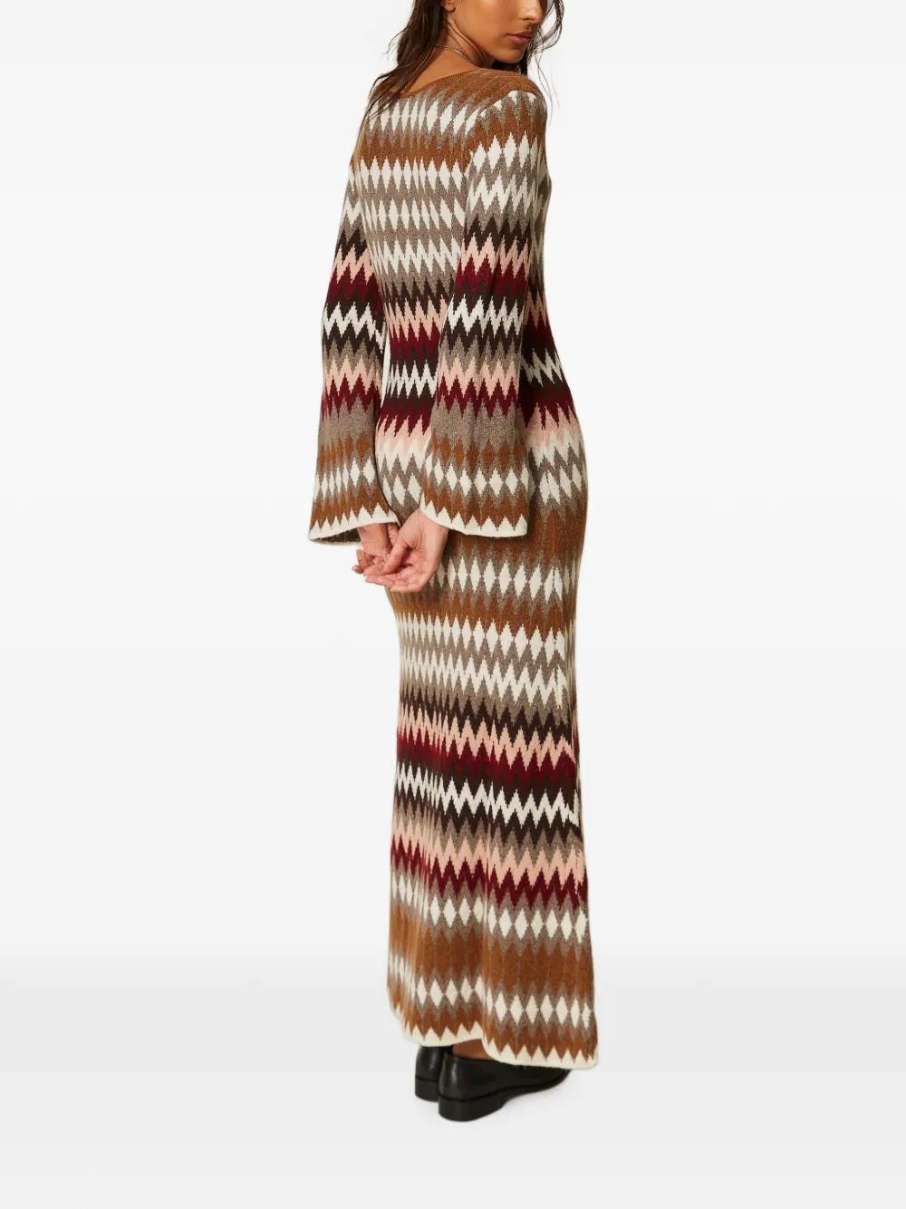 TWINSET Gebreide jurk met jacquard Bruin