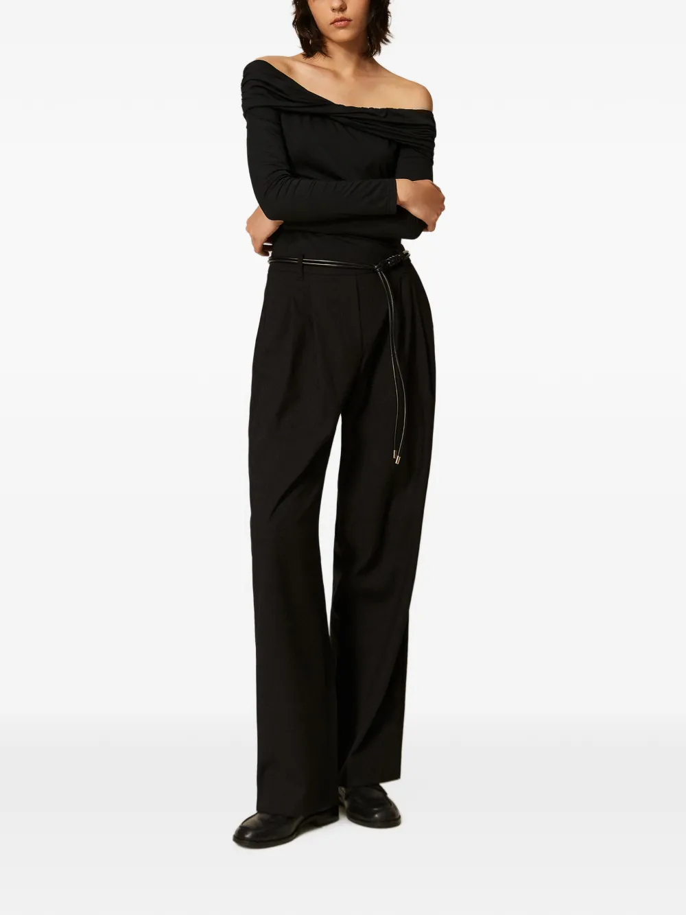 TWINSET Gedrapeerde jumpsuit met ceintuur Zwart