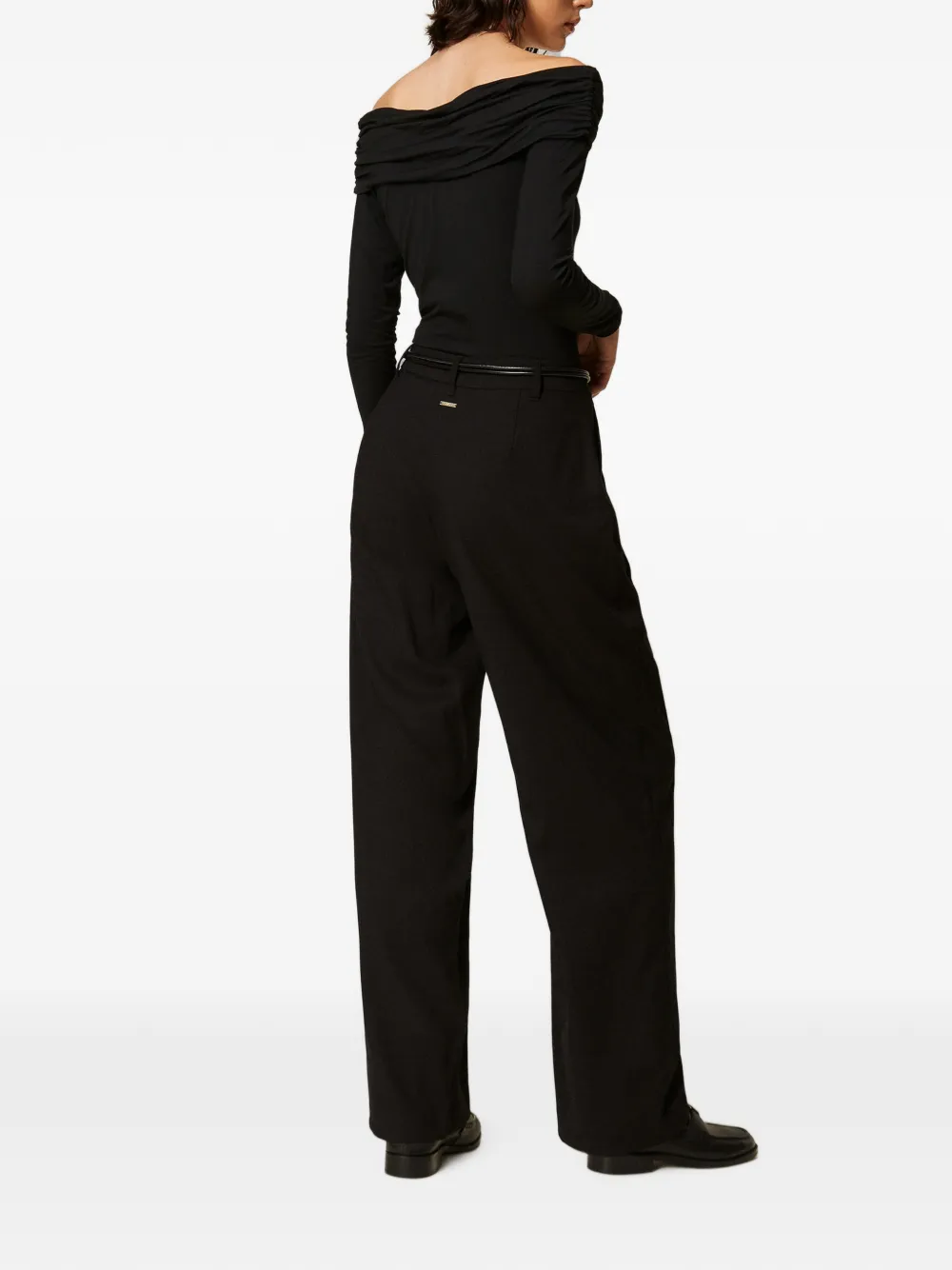 TWINSET Gedrapeerde jumpsuit met ceintuur Zwart