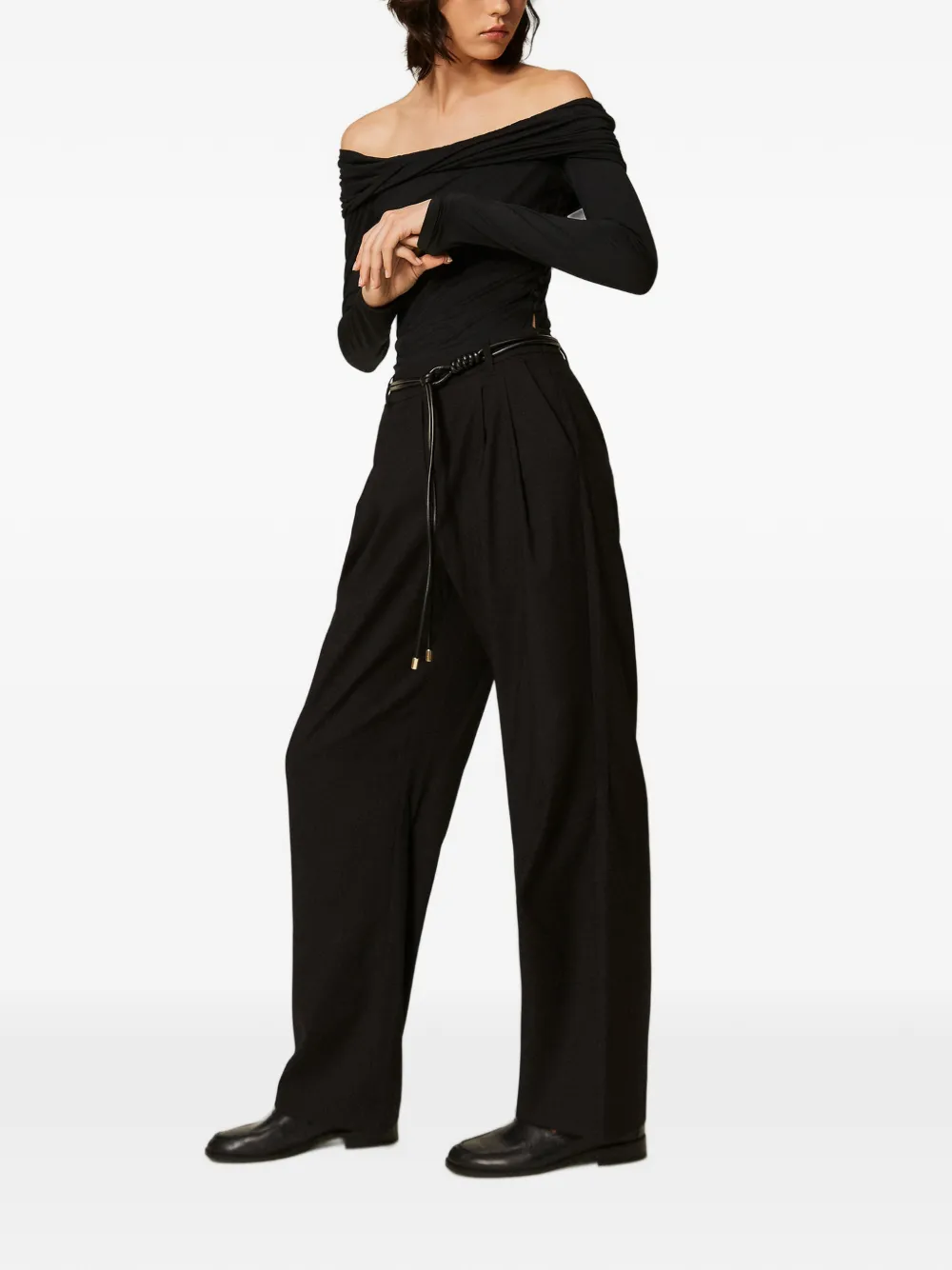 TWINSET Gedrapeerde jumpsuit met ceintuur Zwart