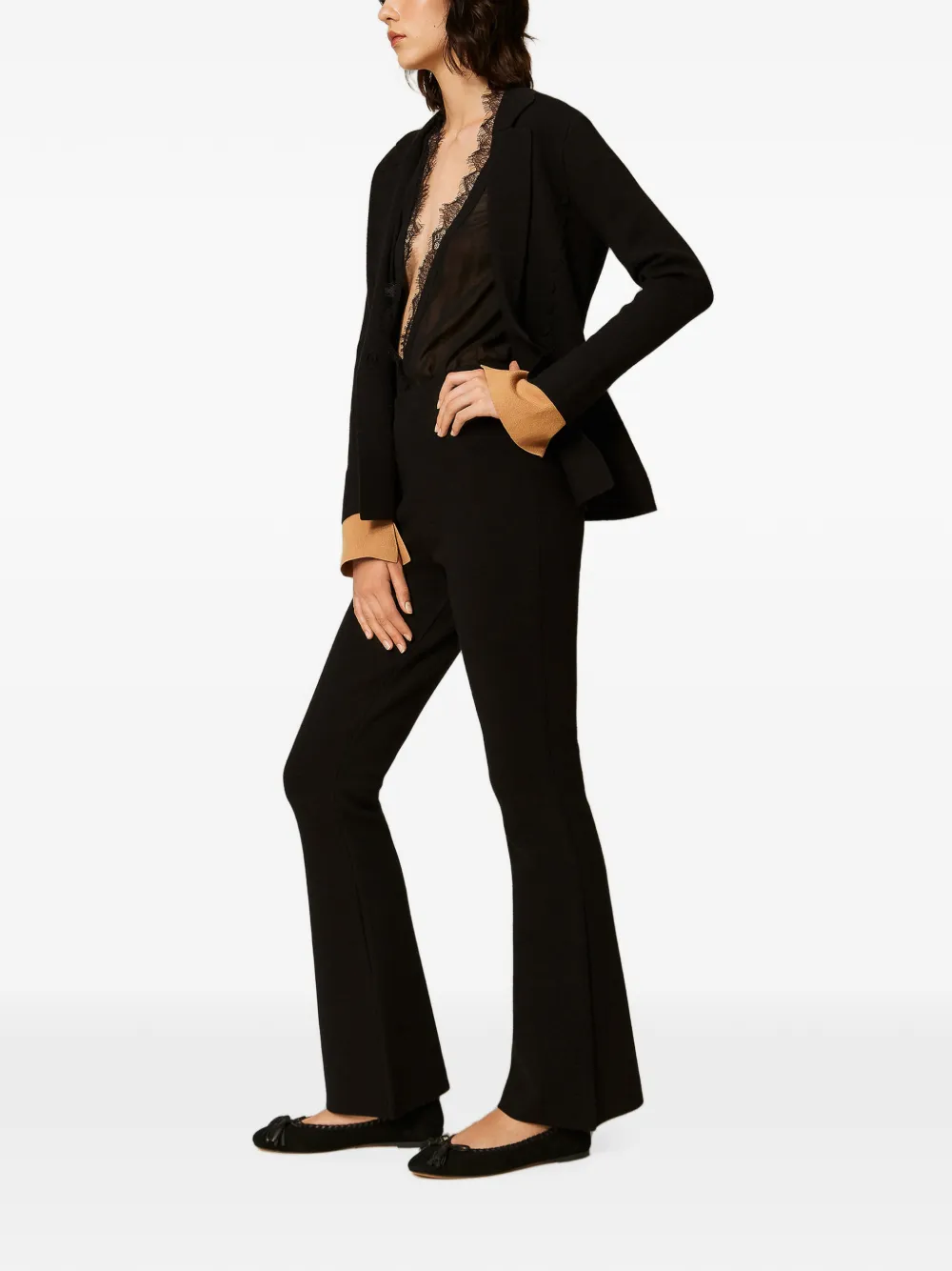 TWINSET Flared broek Zwart