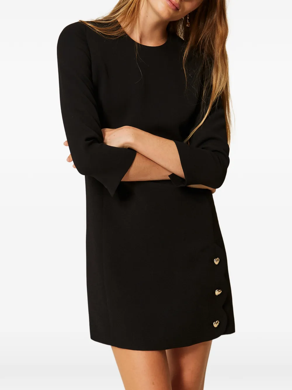 TWINSET Crêpe mini-jurk met hartvormige knopen Zwart