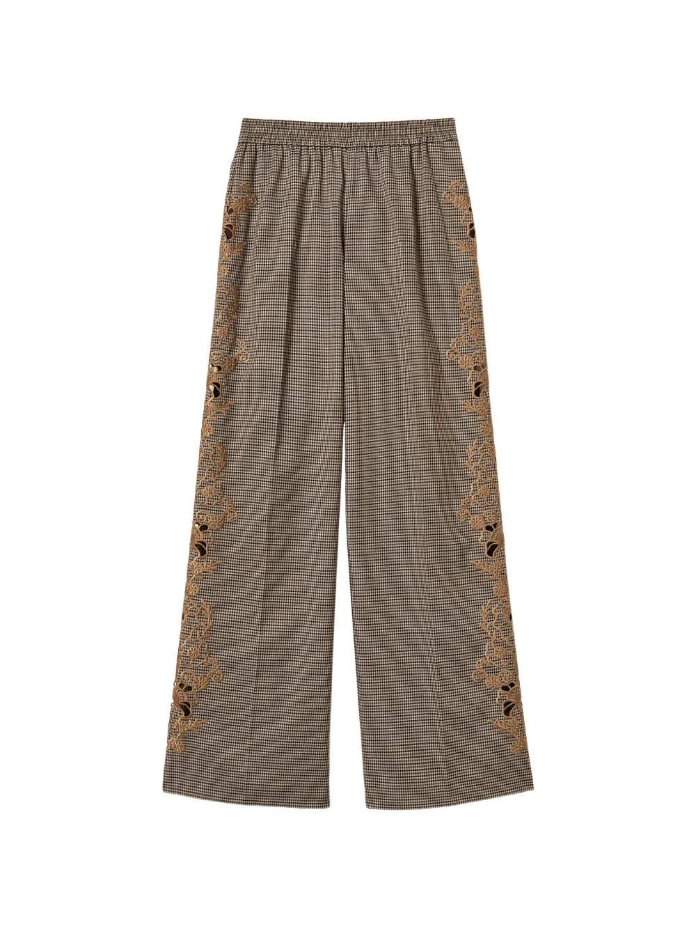 TWINSET houndstooth palazzo trousers with embroidery - Braun