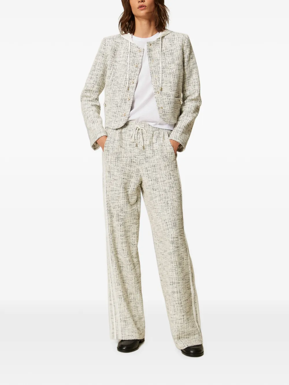 TWINSET Broek met trekkoord en tweed-effect Beige
