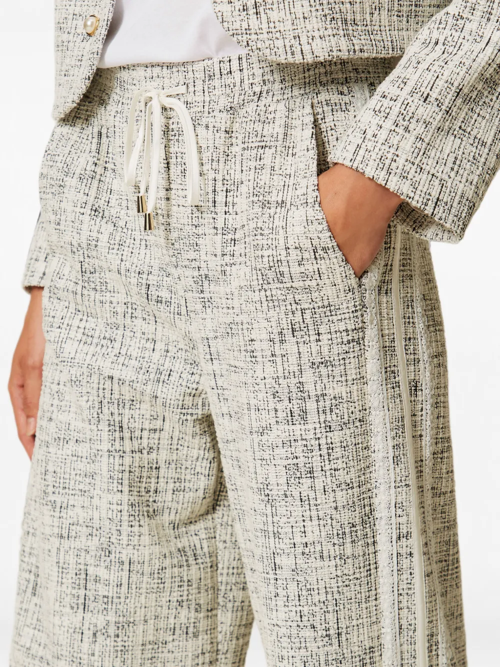 TWINSET Broek met trekkoord en tweed-effect Beige