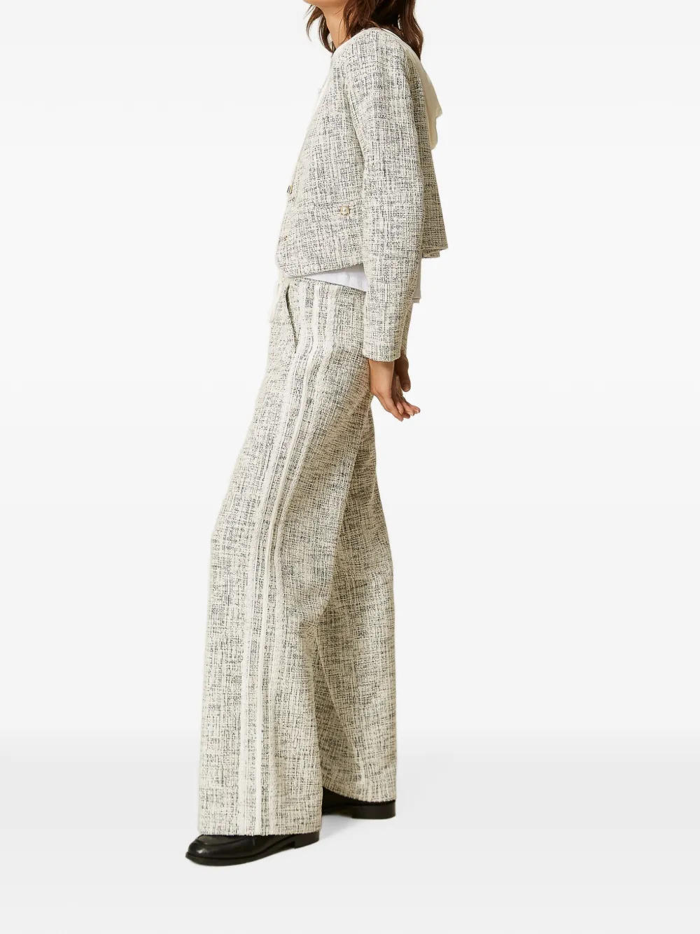 TWINSET Broek met trekkoord en tweed-effect Beige