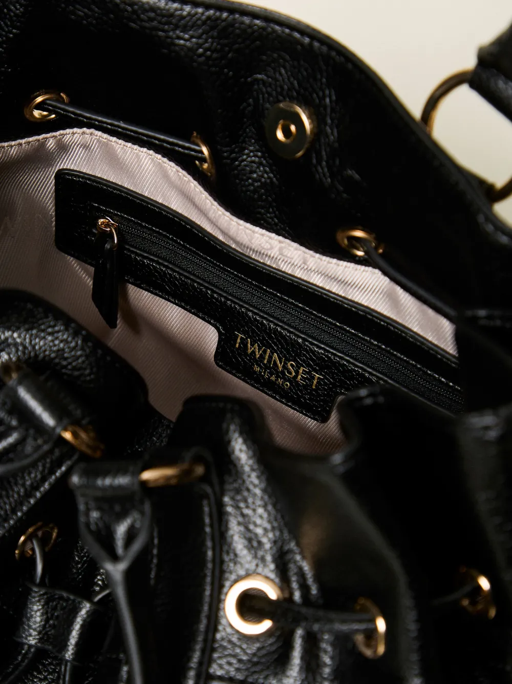 TWINSET Shopper met trekkoord Zwart