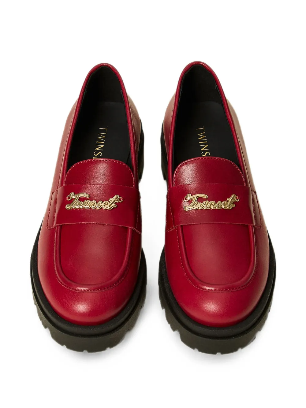 TWINSET Kids leather loafers Rood