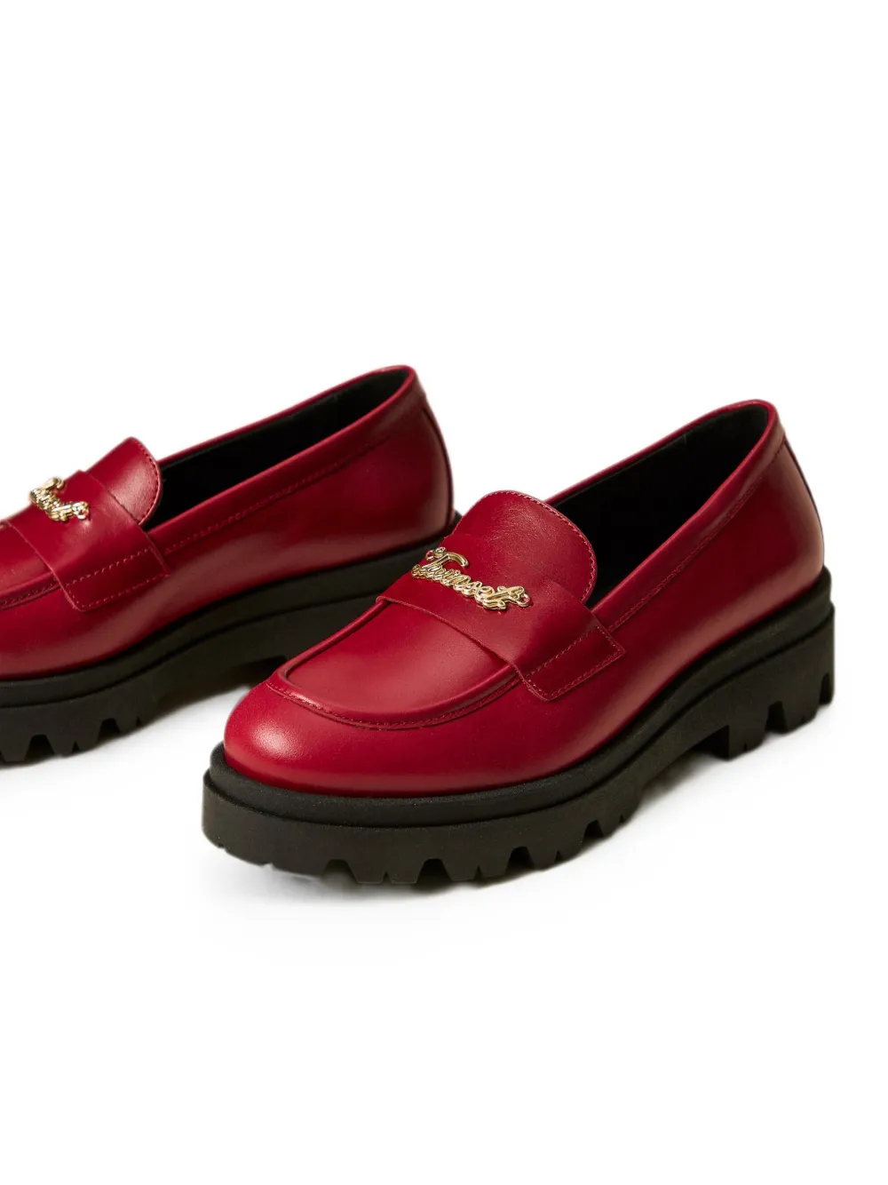 TWINSET Kids leather loafers Rood