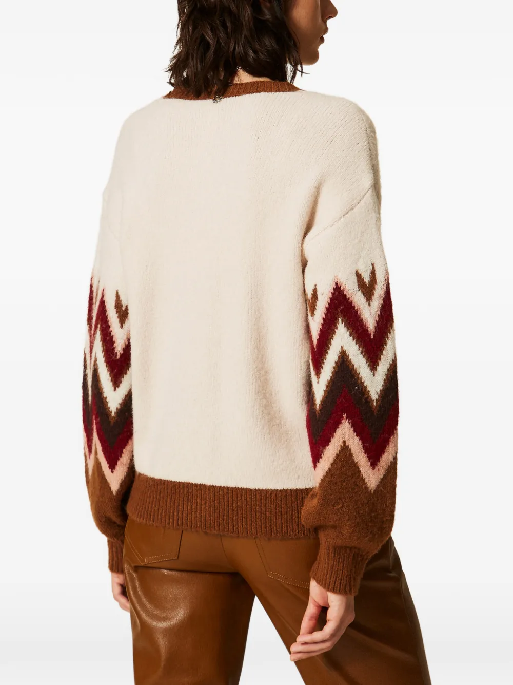 TWINSET Vest met pailletten en jacquard Beige