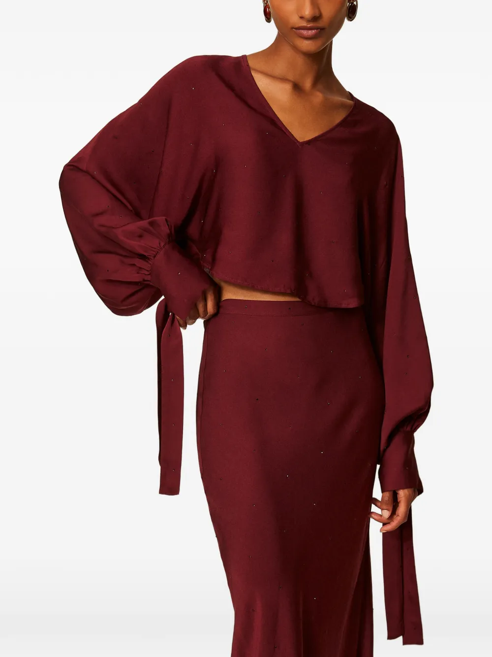 TWINSET Satijnen bolero met stras Rood