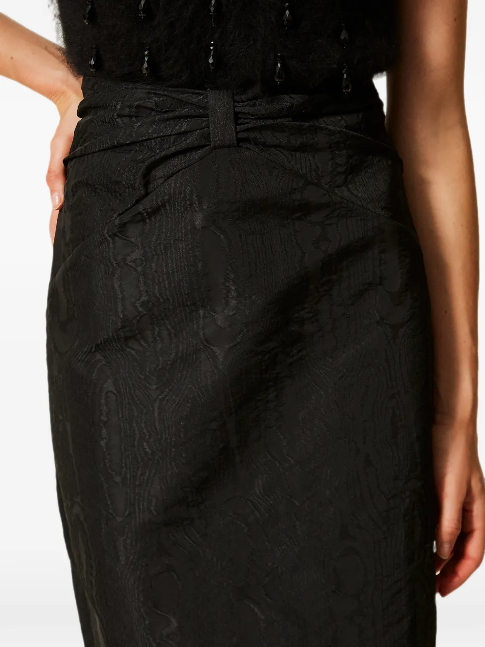 TWINSET Moiré midi-rok met strik Zwart