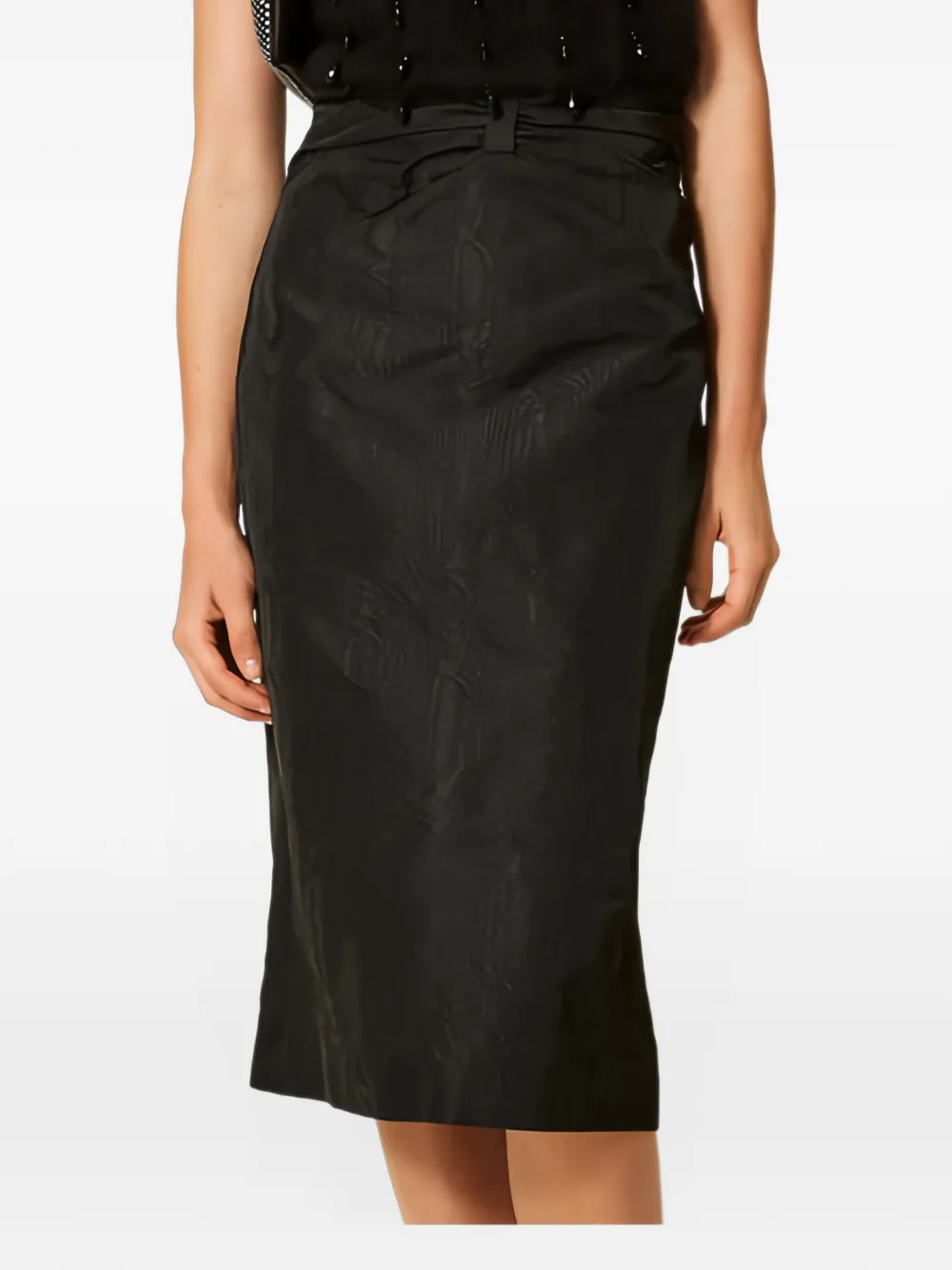 TWINSET Moiré midi-rok met strik Zwart