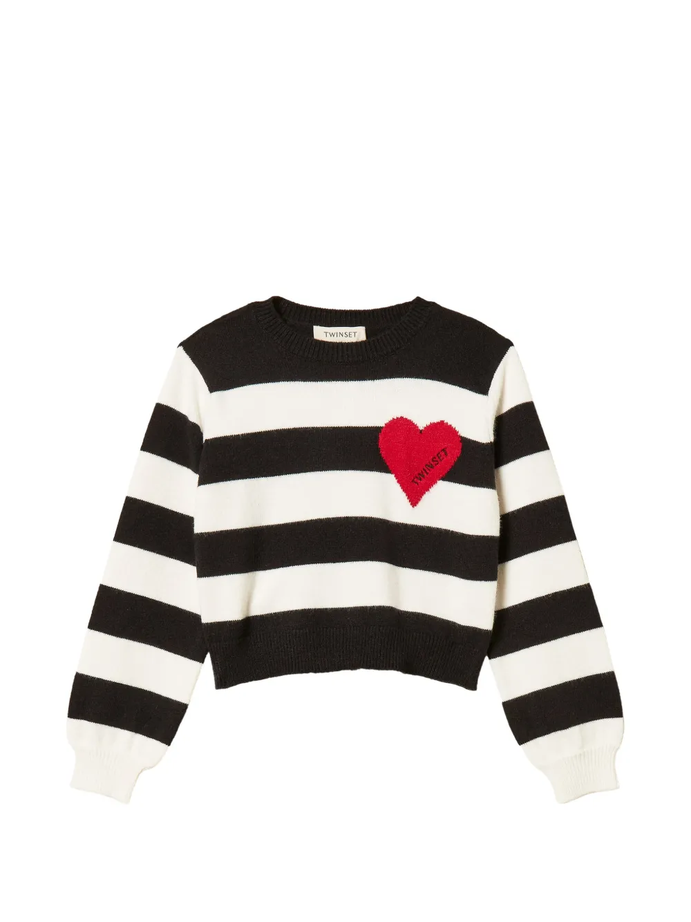 TWINSET Kids striped heart-patch sweater - Black
