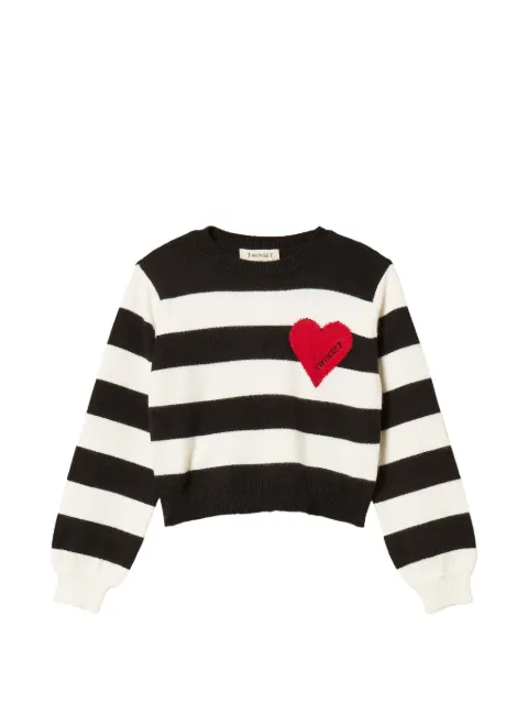 TWINSET Kids jersey a rayas con parche de corazón