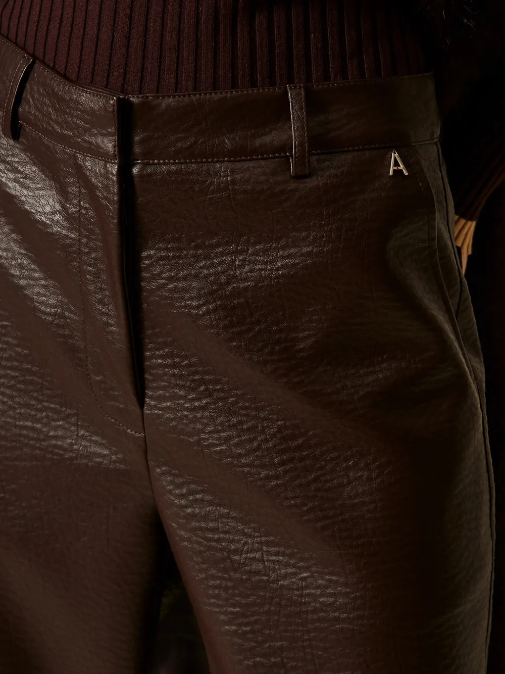 TWINSET Broek van imitatieleer met wijde pijpen Bruin