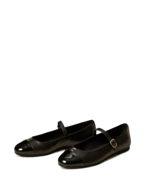 TWINSET Kids leather ballerinas with logo and strap