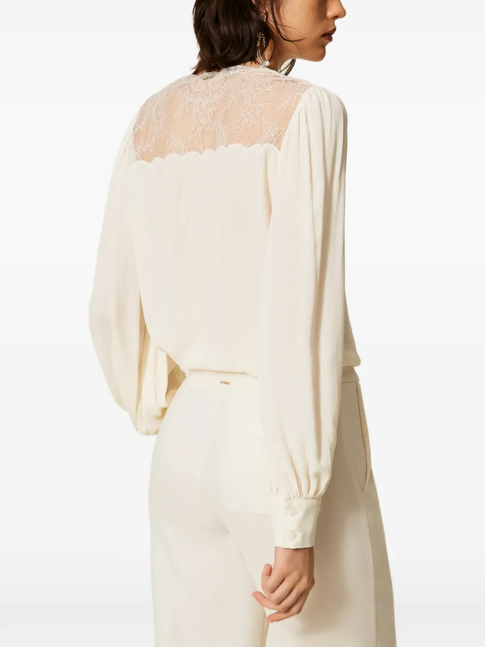TWINSET Blouse met kant en jacquard Beige