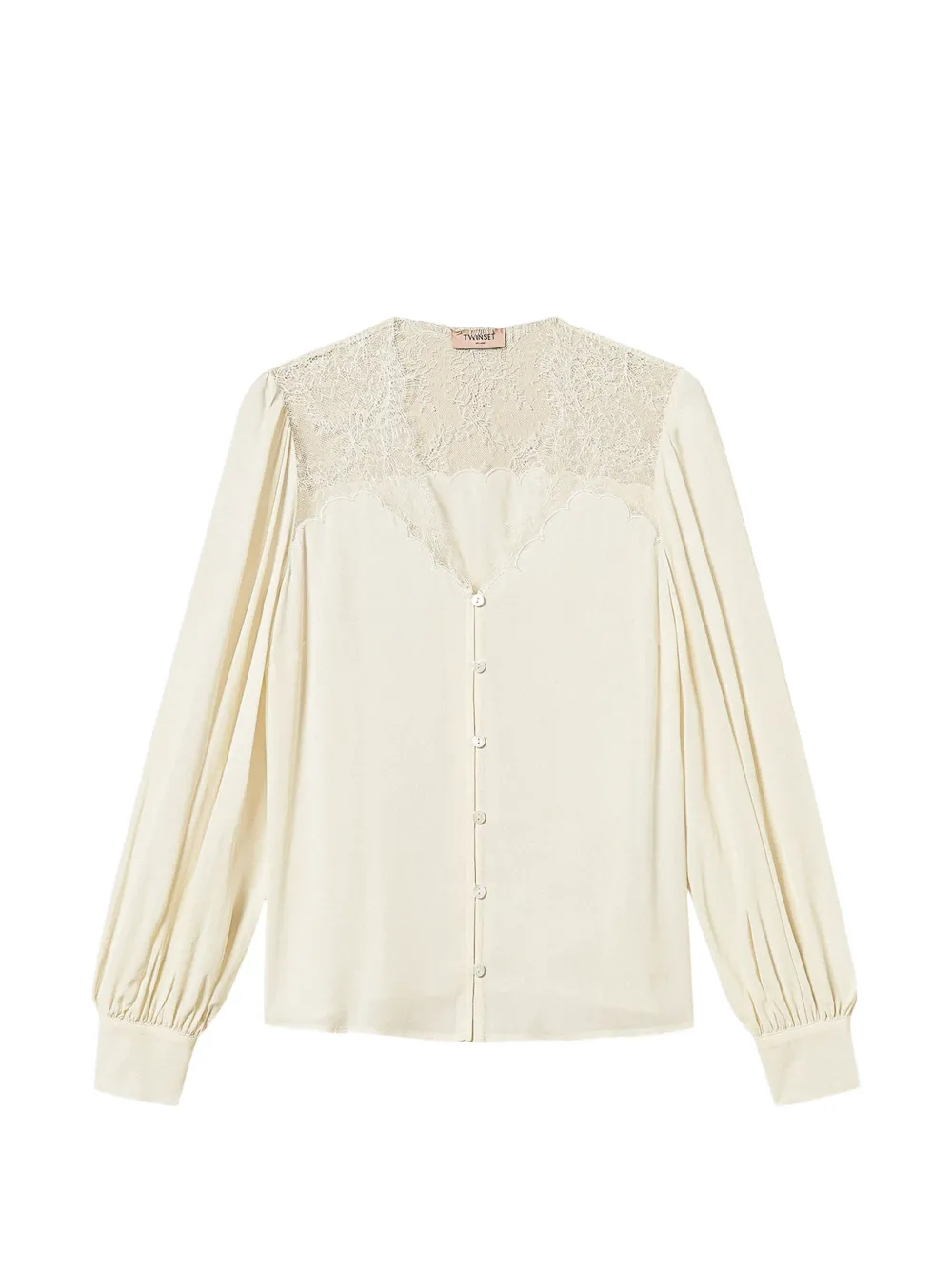 TWINSET jacquard shirt with lace - Toni neutri