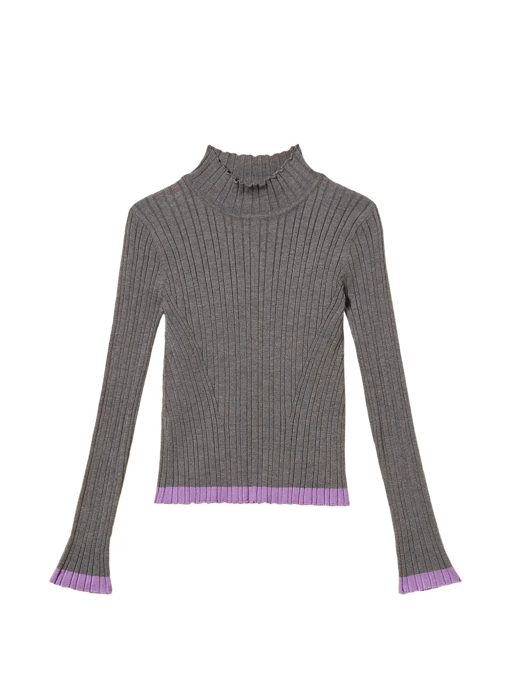 TWINSET Kids Maglione a collo alto a coste - Grigio
