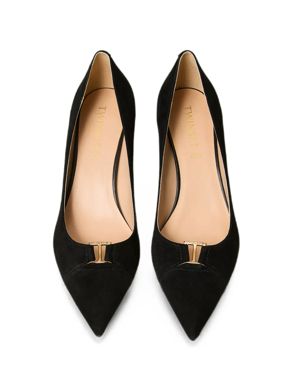 TWINSET suede court shoes with logo Zwart