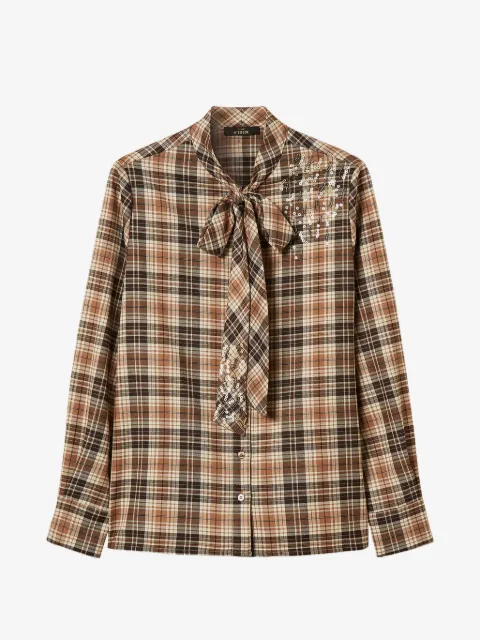TWINSET tartan flannel shirt with embroidery