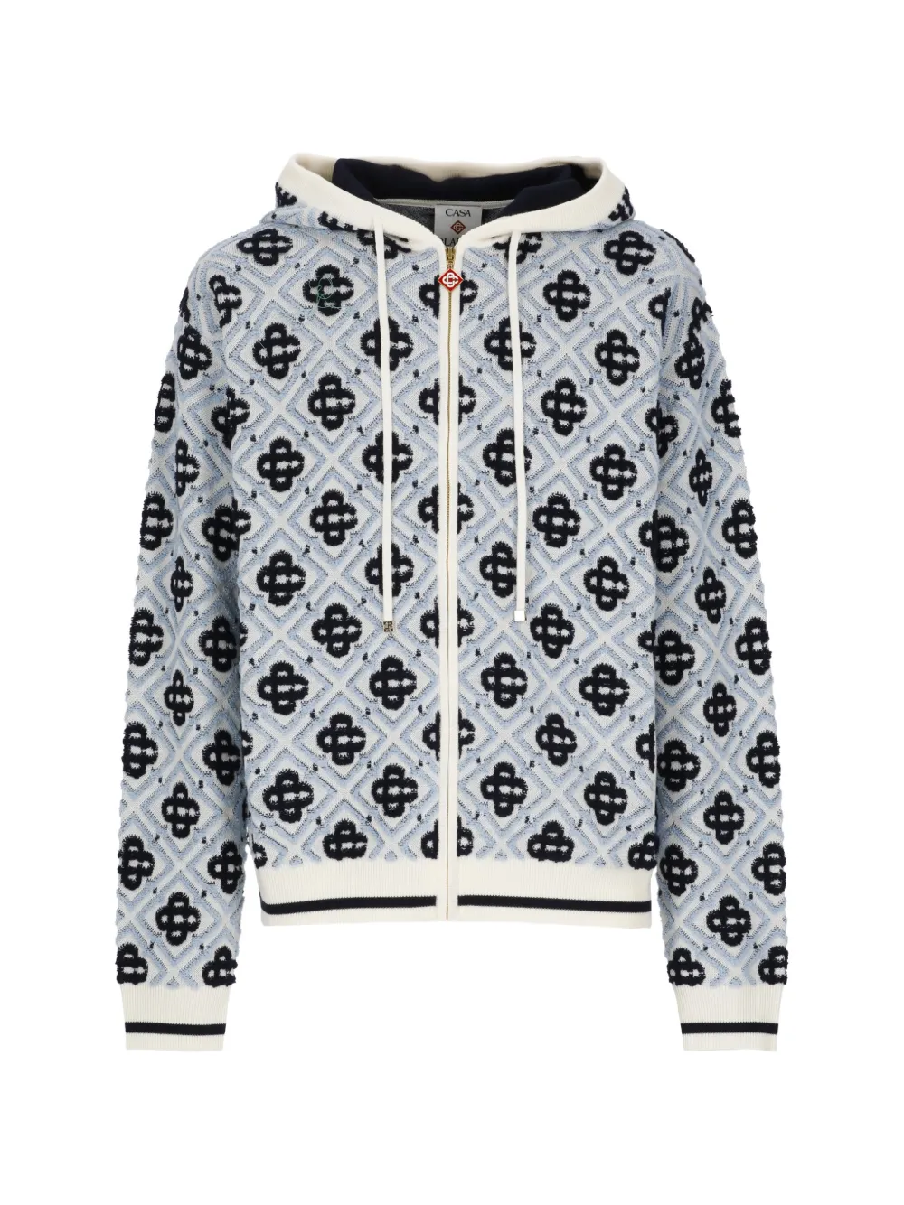 Casablanca monogram-knit zip-up hoodie - Bianco