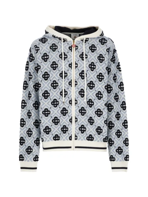 Casablanca monogram-knit zip-up hoodie