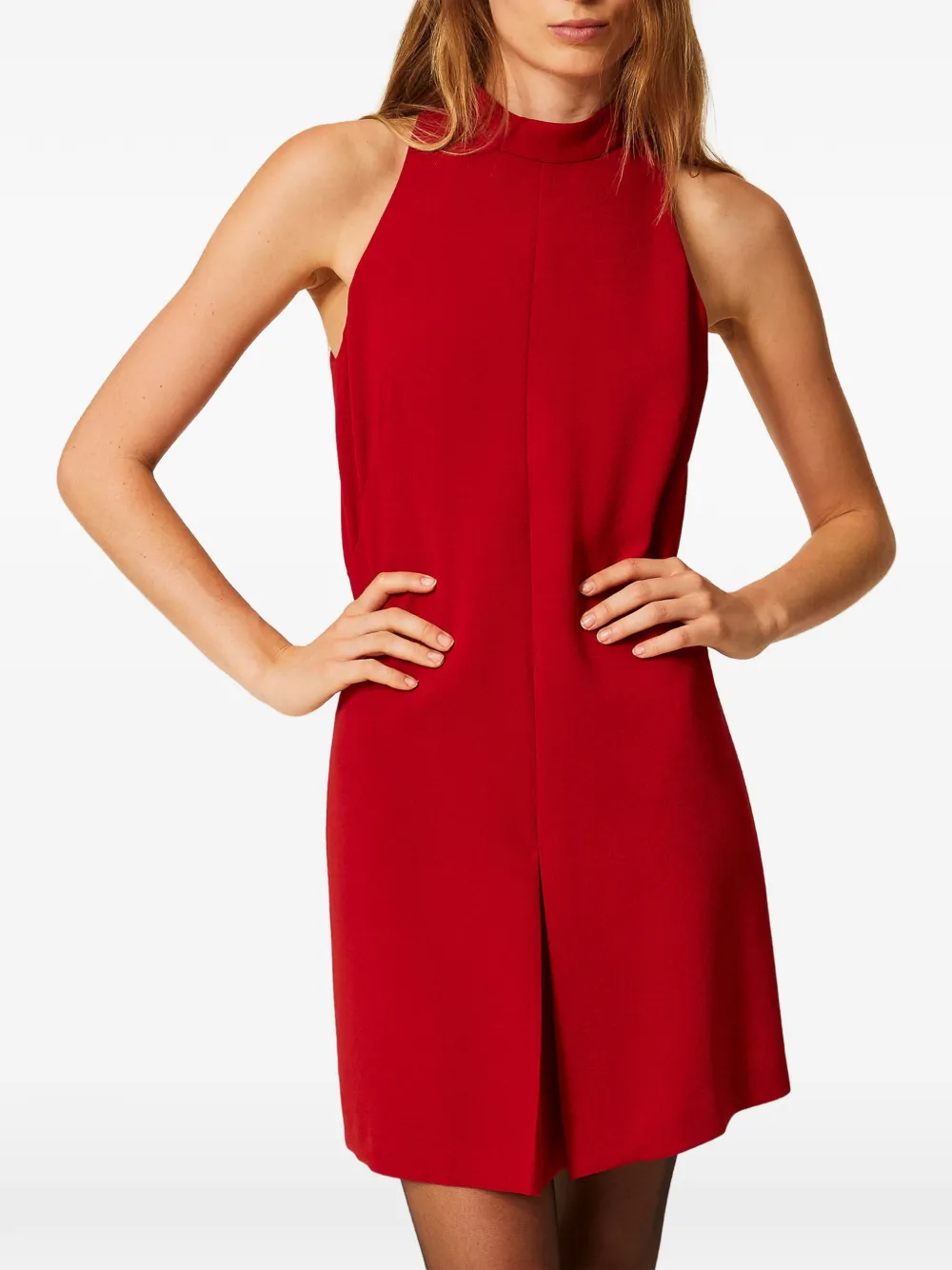 TWINSET Crêpe mini-jurk met halternek Rood
