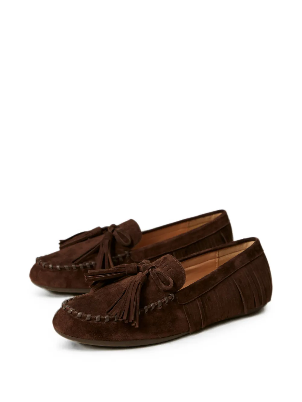 TWINSET suede loafers with fringes Bruin