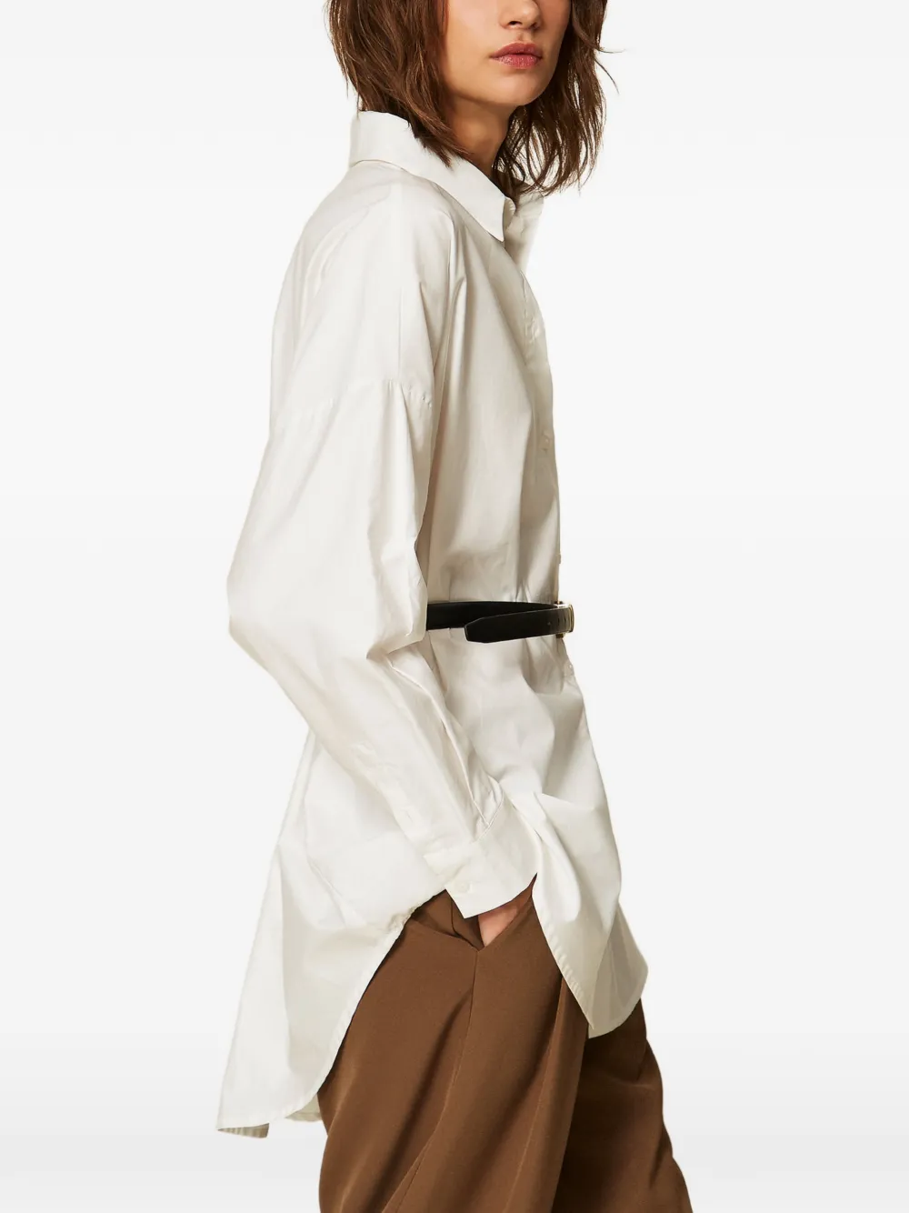 TWINSET Popeline blouse met riem Wit