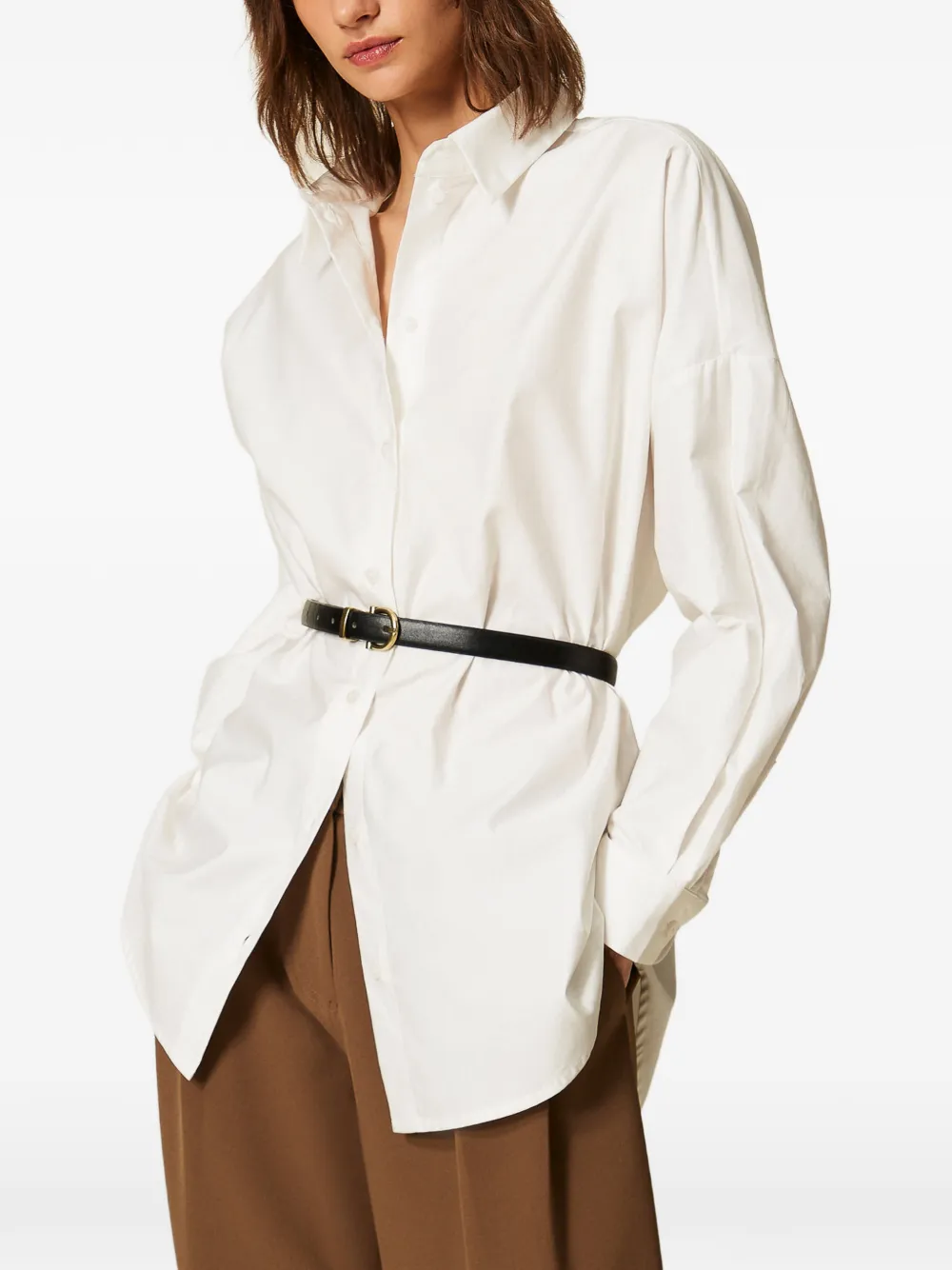 TWINSET Popeline blouse met riem Wit
