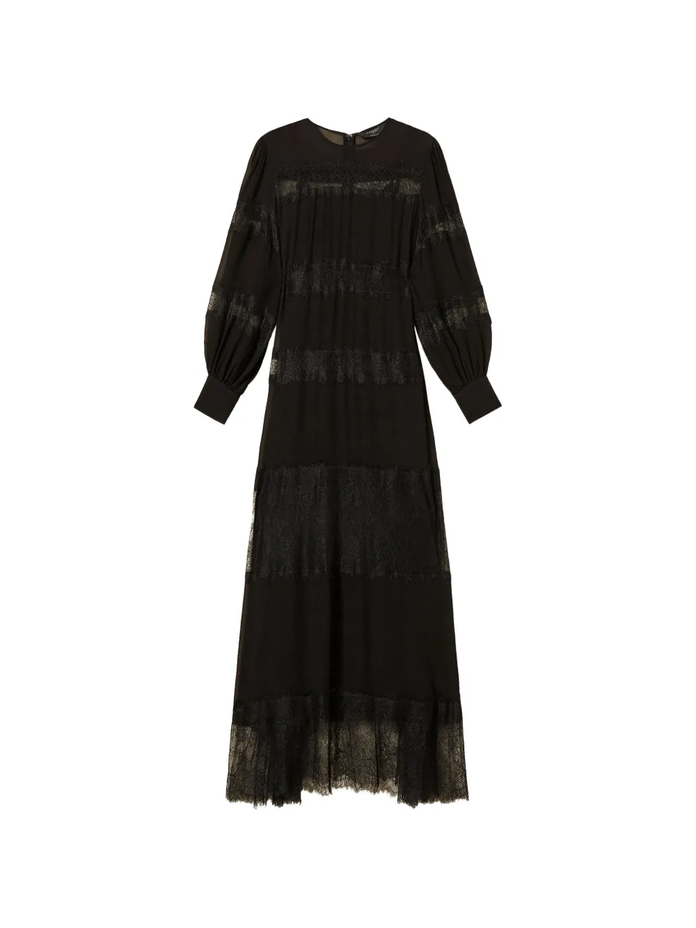TWINSET Langes Kleid aus Georgette und Spitze - Schwarz