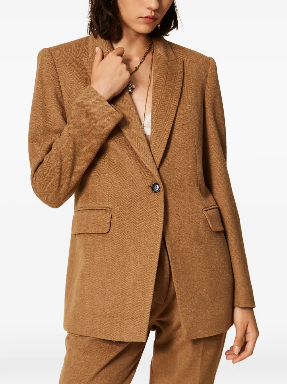 TWINSET Blazer met chevron-patroon Bruin
