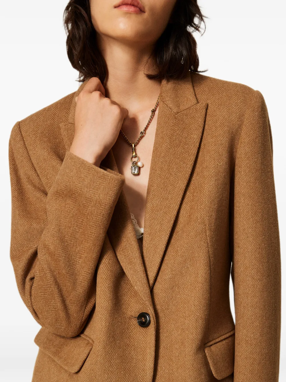 TWINSET Blazer met chevron-patroon Bruin
