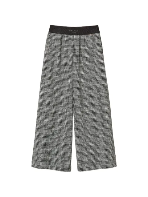 TWINSET Kids glen-check logo-detail trousers