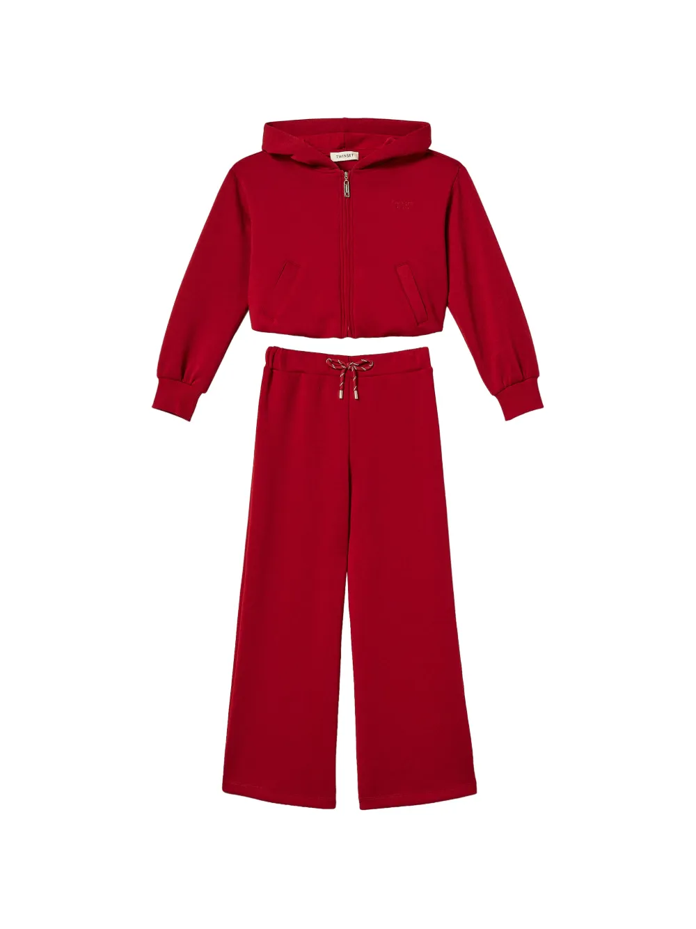 TWINSET Kids scuba fabric hoodie and wide trousers - Rosso