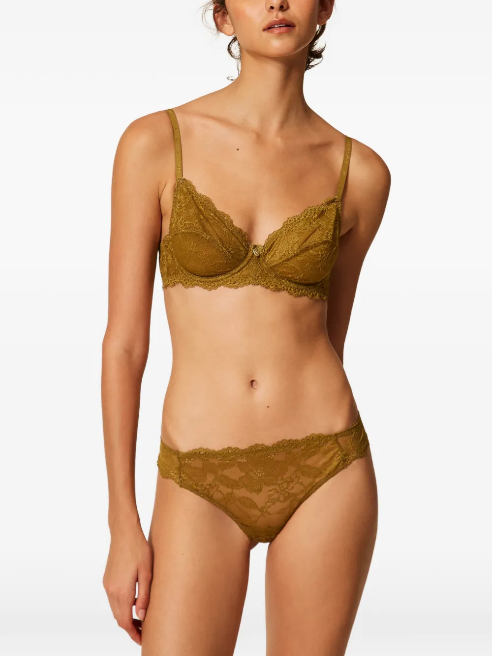 TWINSET Slip met kant Groen