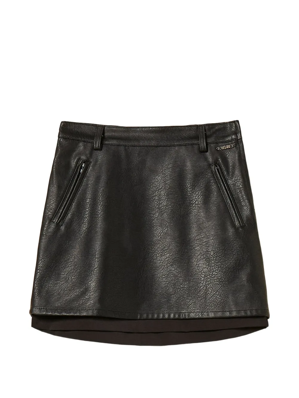 TWINSET Kids faux-leather miniskirt with pockets Zwart