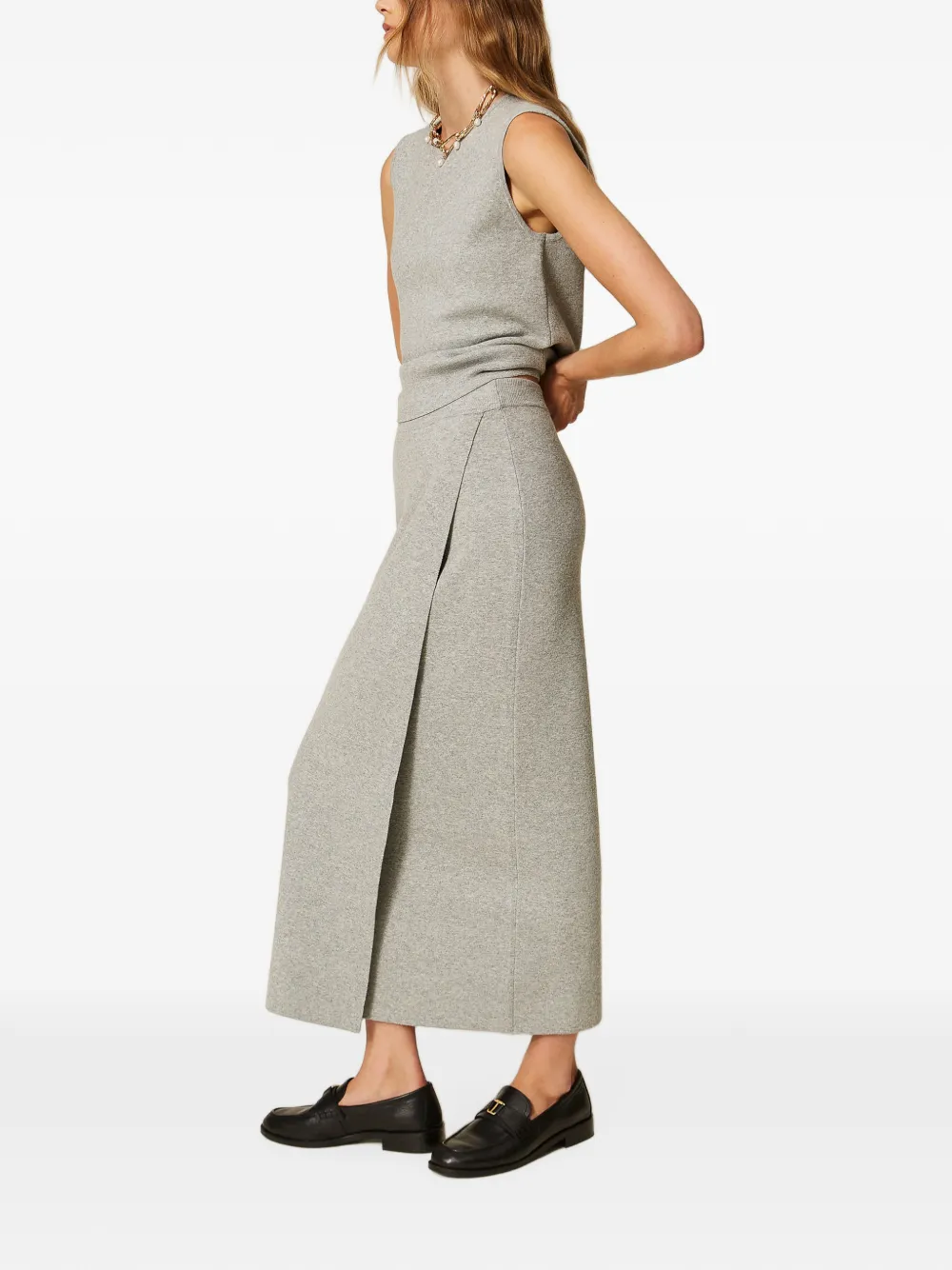 TWINSET Gebreide midi-rok Grijs