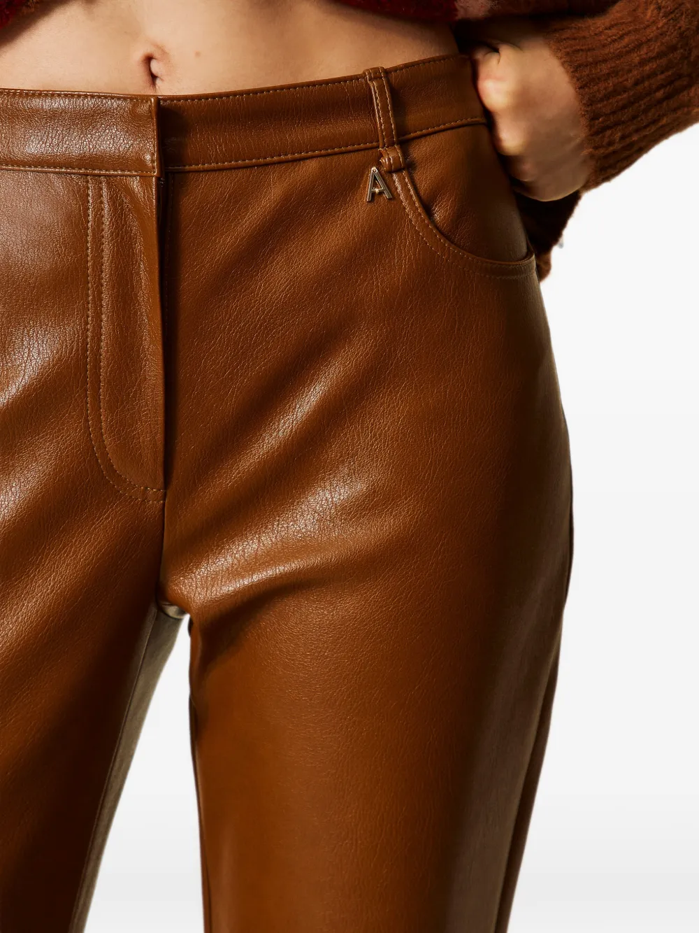 TWINSET Flared broek van imitatieleer Bruin
