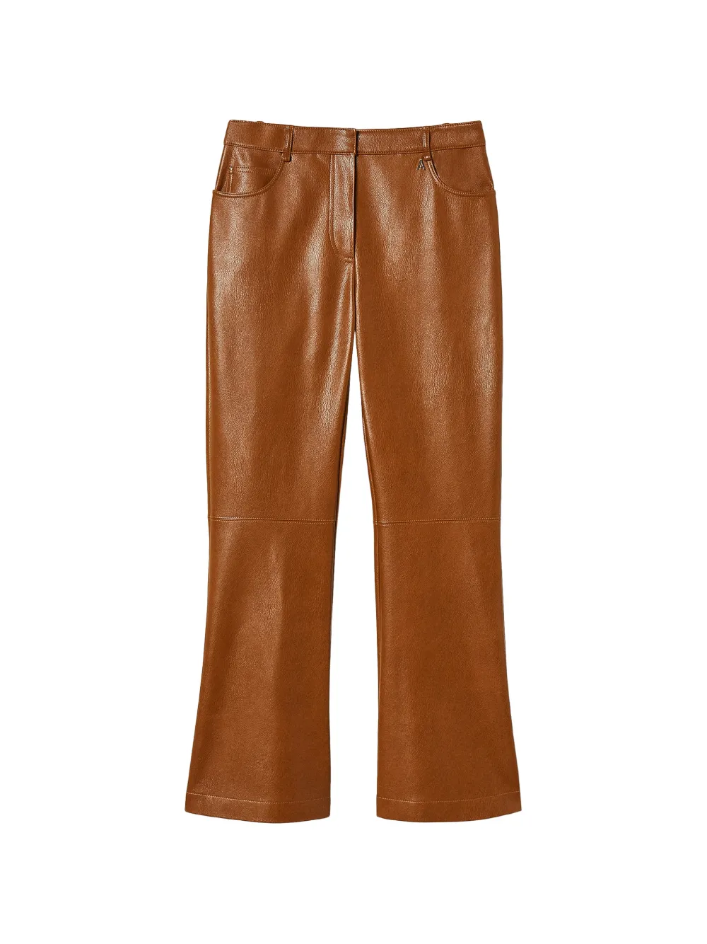 TWINSET faux-leather flared trousers - Braun