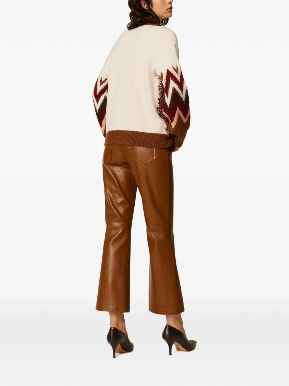TWINSET Flared broek van imitatieleer Bruin