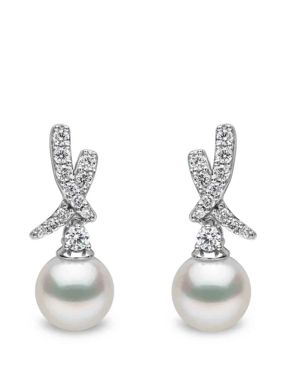 Yoko London Akoya pearl and diamond earrings - Argento