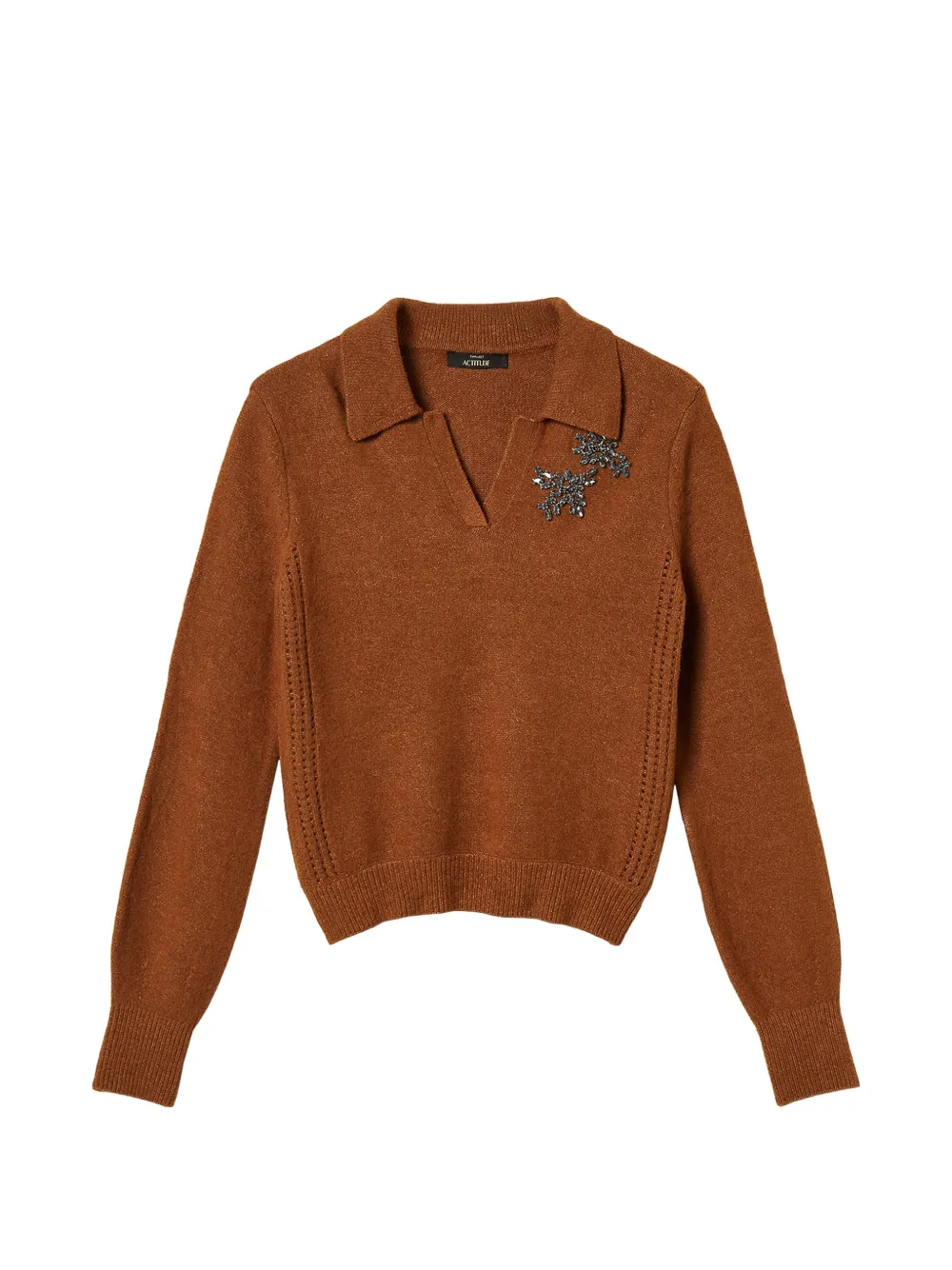 TWINSET embellished polo-collar jumper - Braun