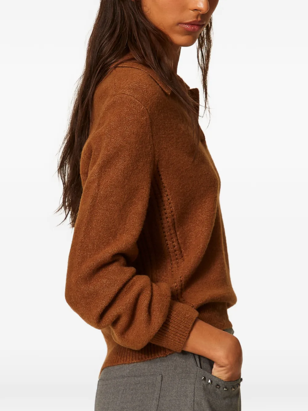 TWINSET Verfraaide trui met polokraag Bruin