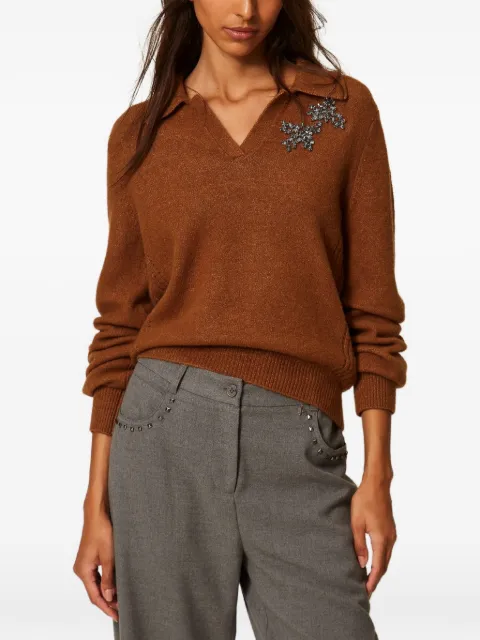 TWINSET polo collar sweater with embroidery