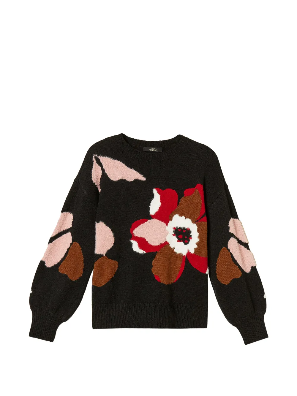 TWINSET Maglione con fiore intarsiato - Nero