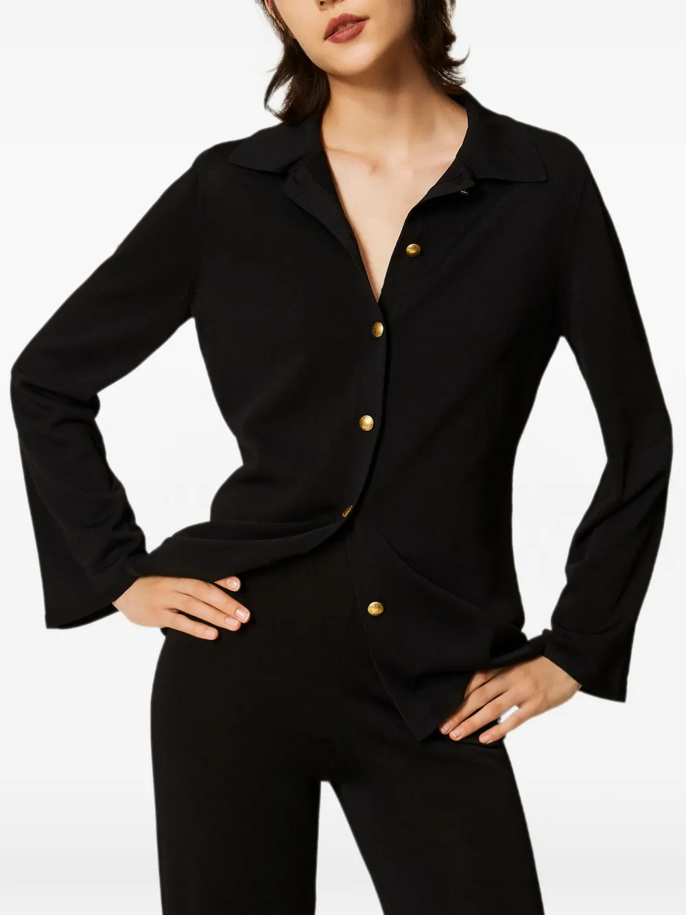 TWINSET Gebreide blouse met knopen Zwart